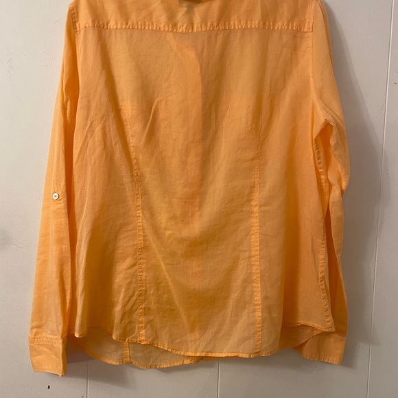 Vintage Talbots Semi Sheer Blouse Peach Ruffled
Button Front Cotton Top Size 14 - Picture 8 of 14
